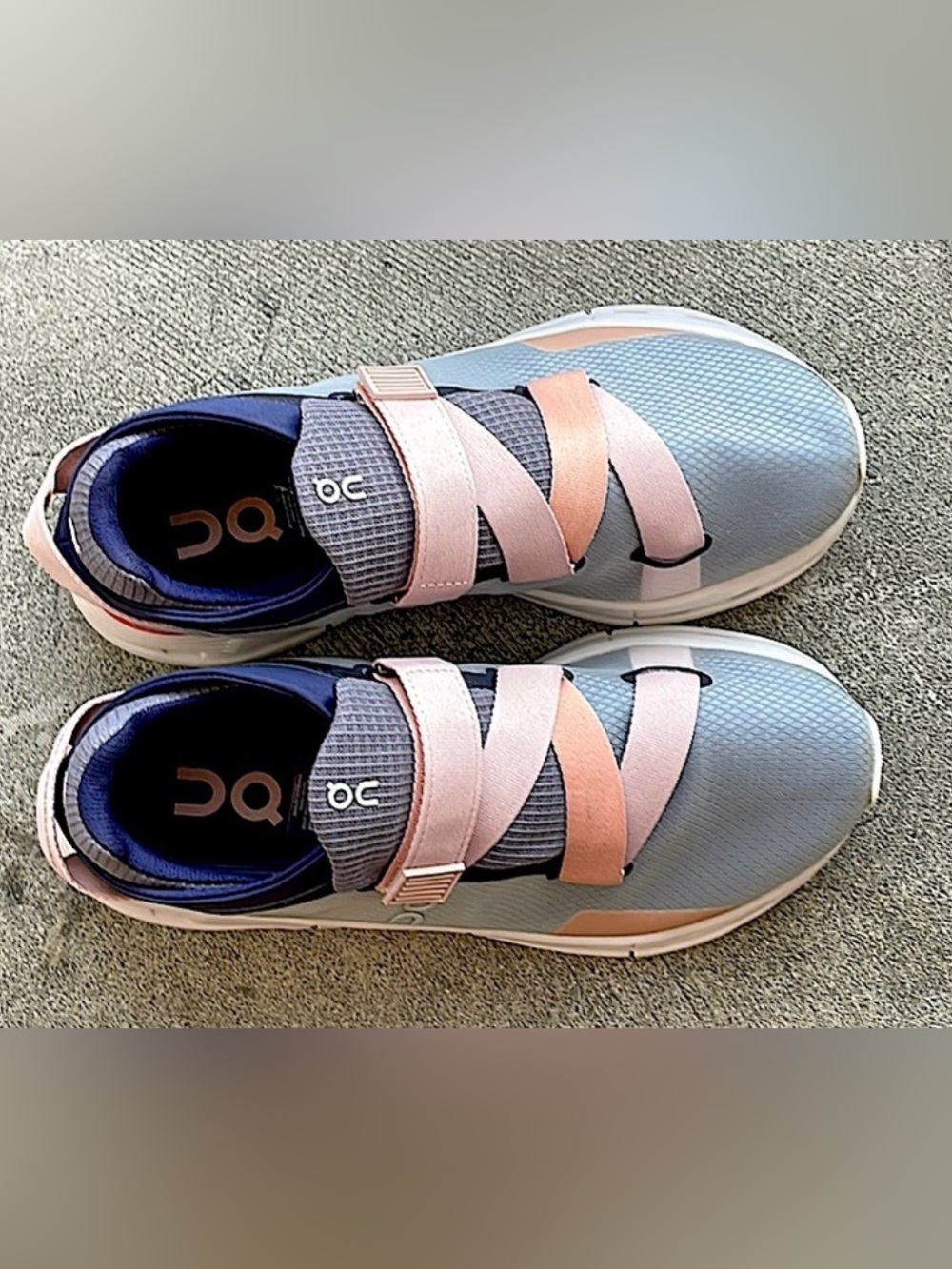 On Cloudtec Running Sneakers in Light Blue with Pink Straps